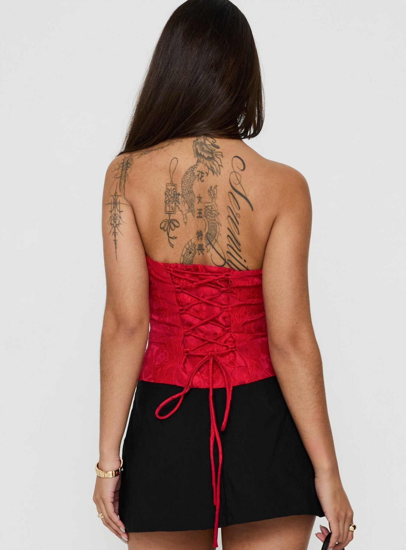 Ameliaa Strapless Corset Top Red