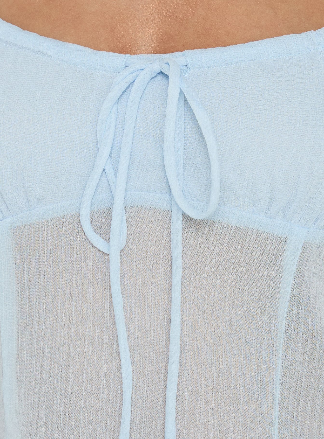 Fabriana Babydoll Sheer Top Blue