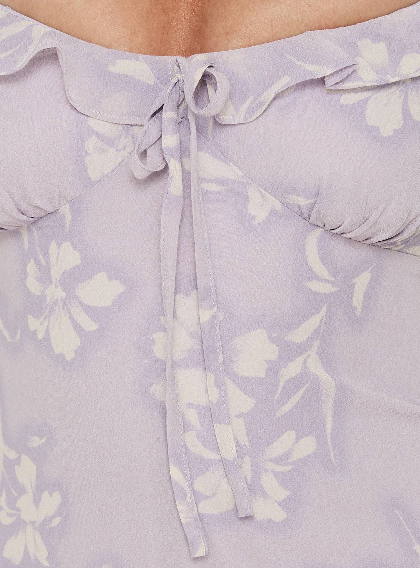 Dewdrops Chiffon Frill Mini Dress Lilac Floral