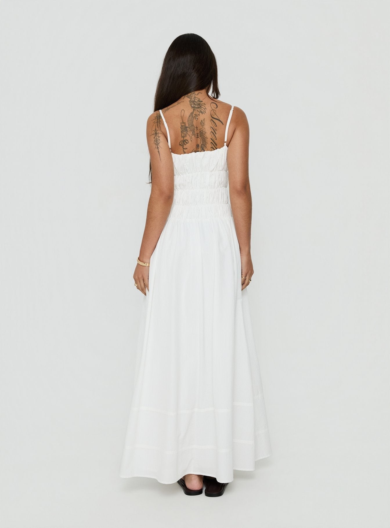 Loralei Shirred Maxi Dress White