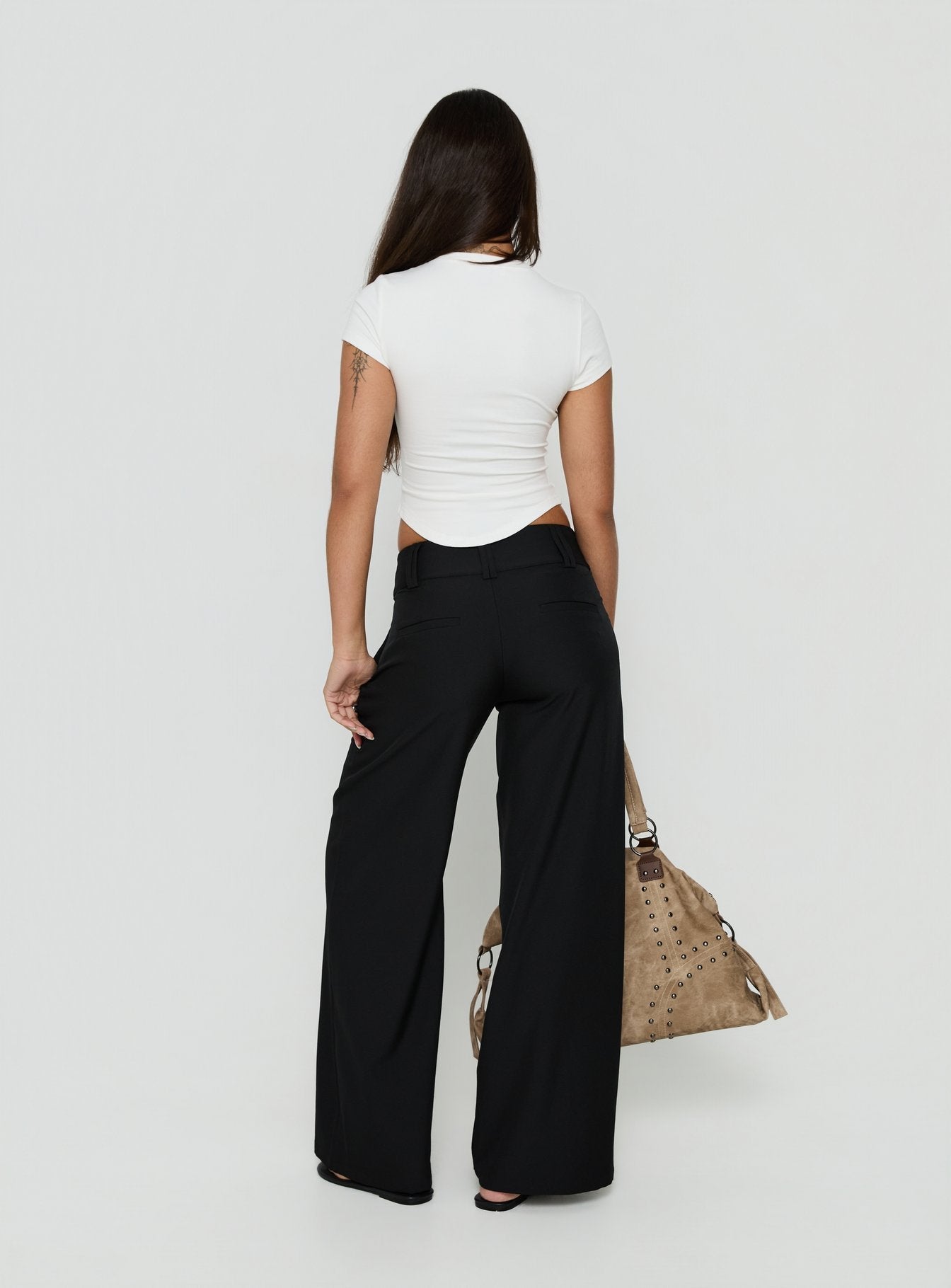 Loved Up Low Rise Baggy Pants Black