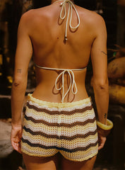 Passiona Triangle Bikini Top Yellow / Chocolate