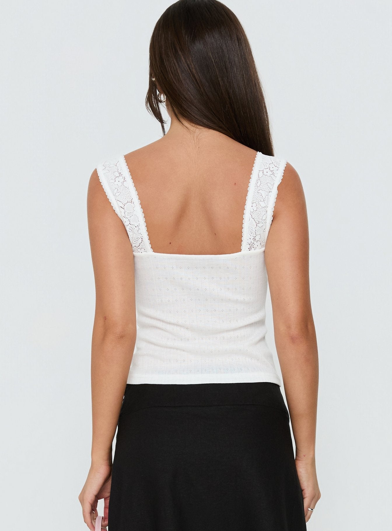 Fillipa Lace Button Down Top White