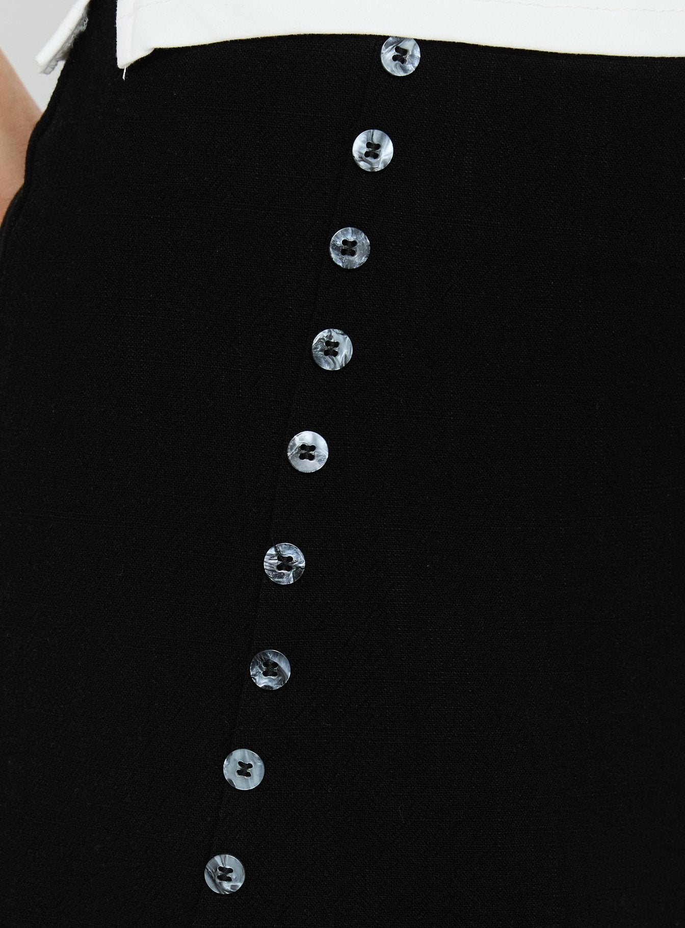 Leonelle Asymmetrical Button Mini Skirt Black