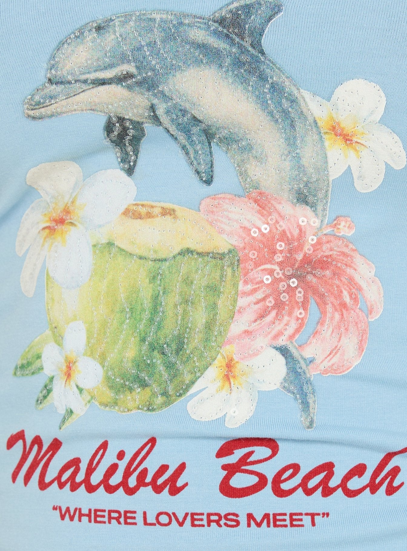 Where Lovers Meet Sequin Graphic Tank Top Blue