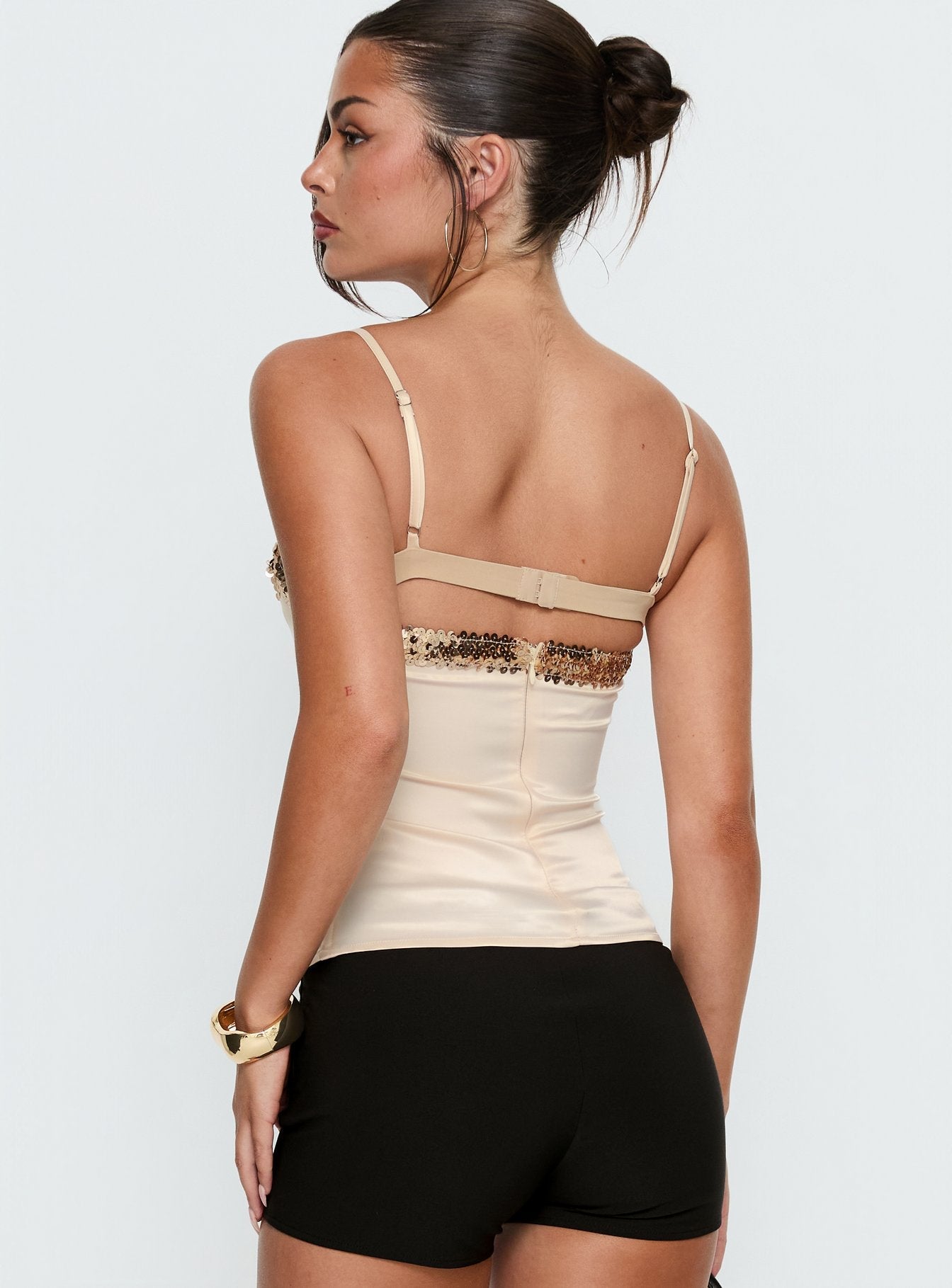 Myrah Layered Sequin Top Cream
