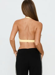 In Motion Active Plunge Halter Crop Top Yellow