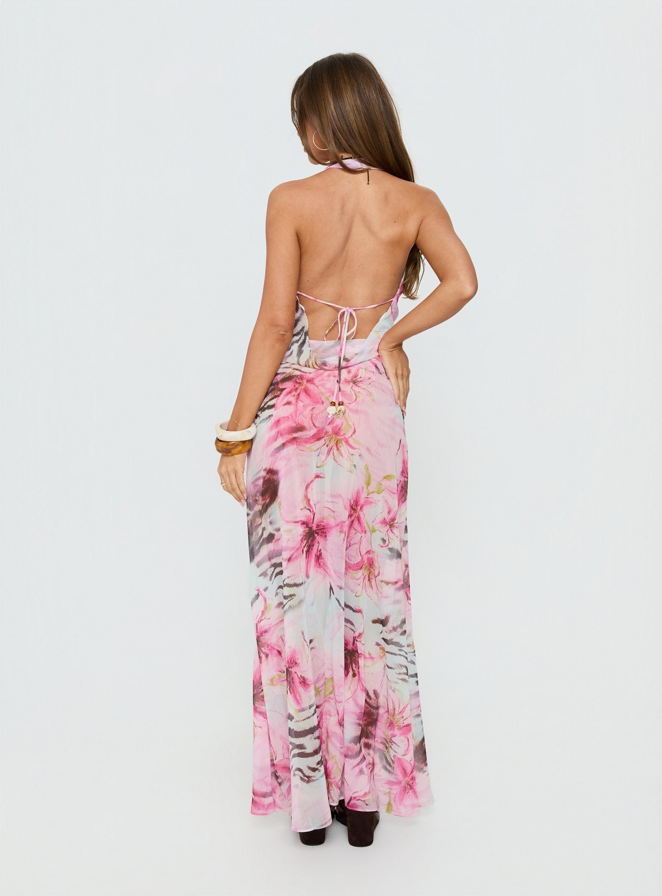 Karzi Chiffon Maxi Skirt Pink Floral
