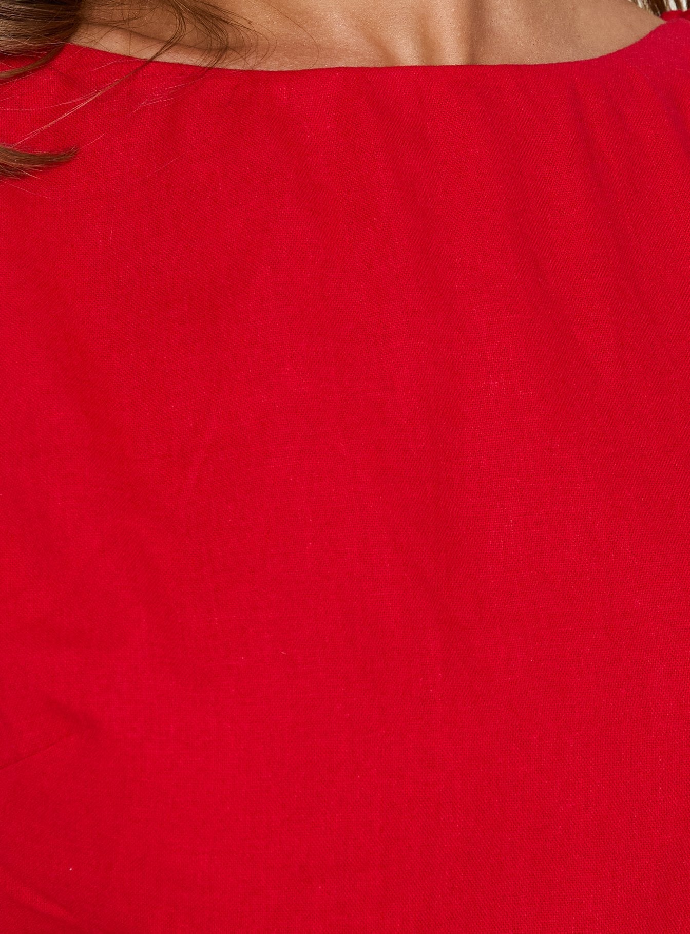 Veara Linen Low Back Tie Detail Romper Red