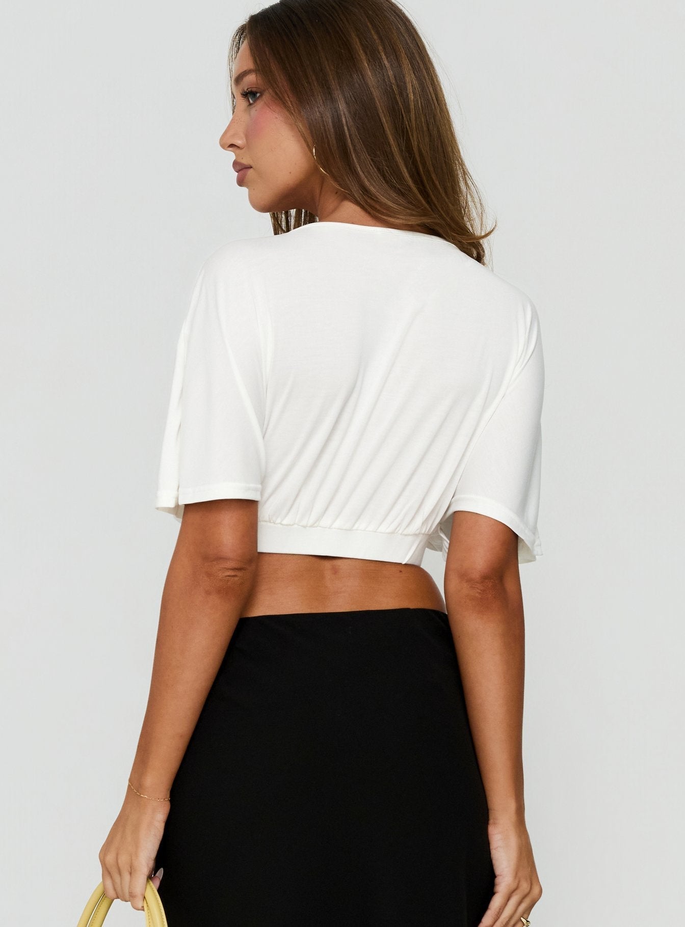 Clarenza Micro Jersey Crop Top White