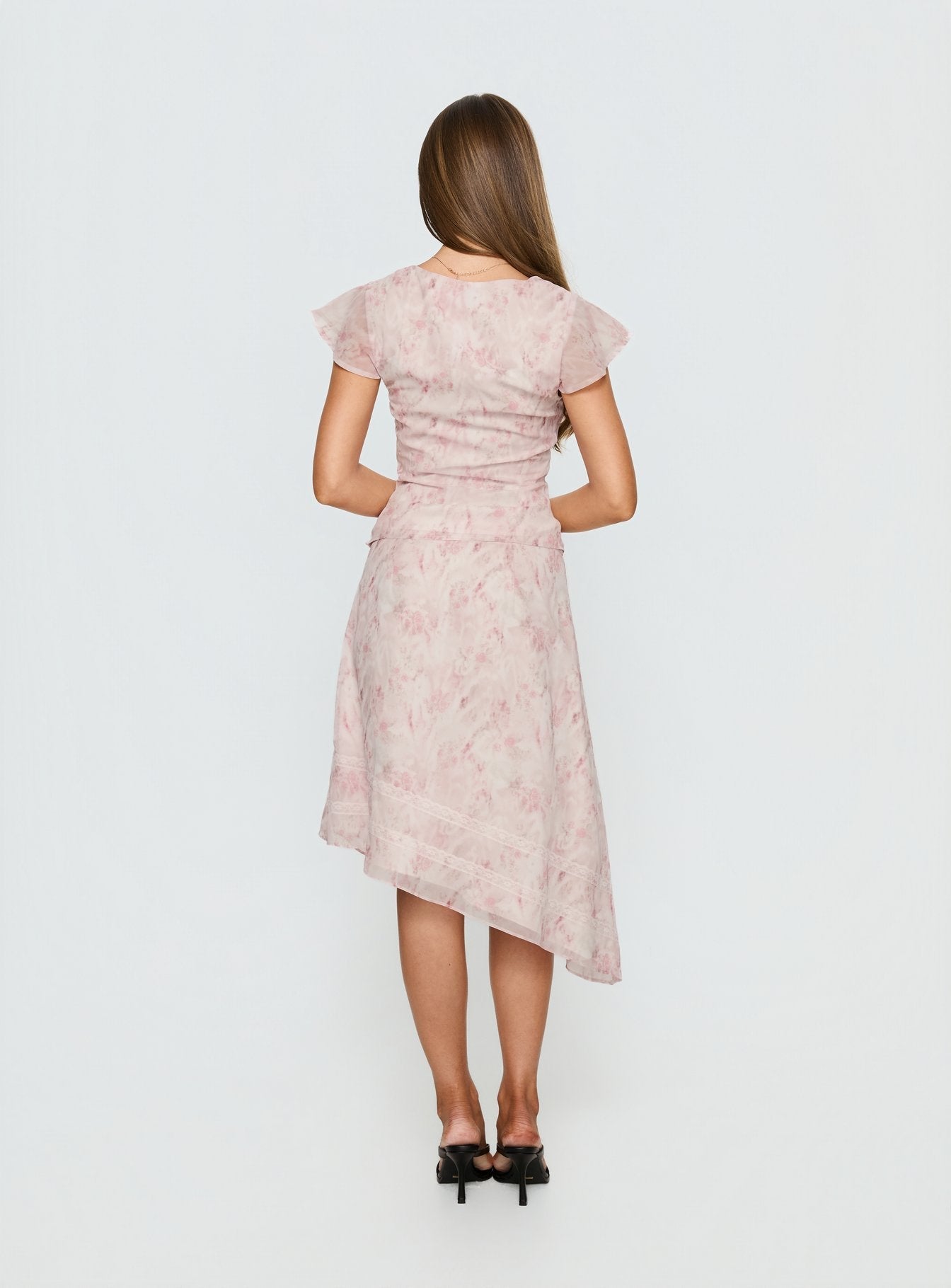 Avaline Asymmetrical Midi Skirt Pink