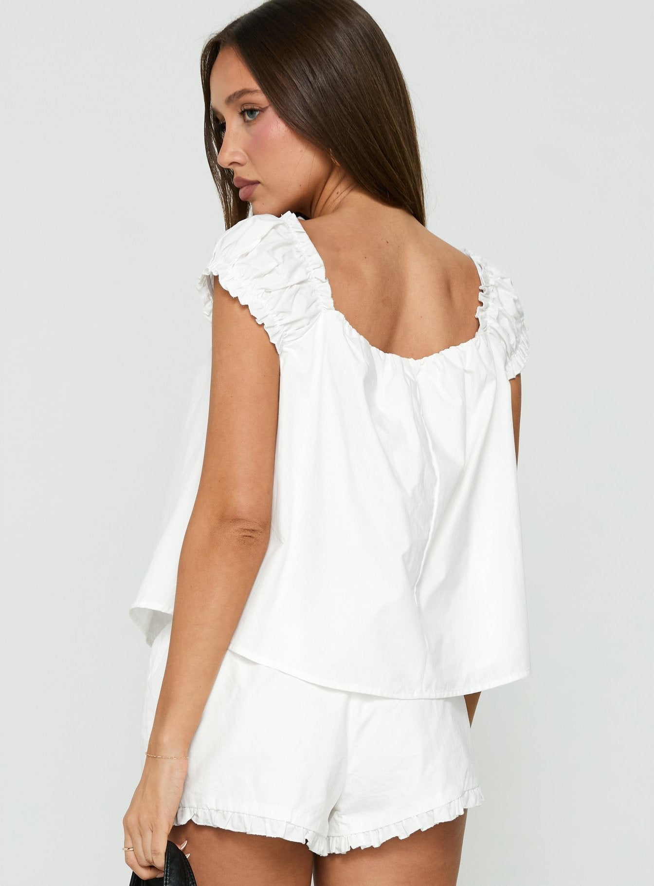 Luceah Tie Detail Babydoll Top White