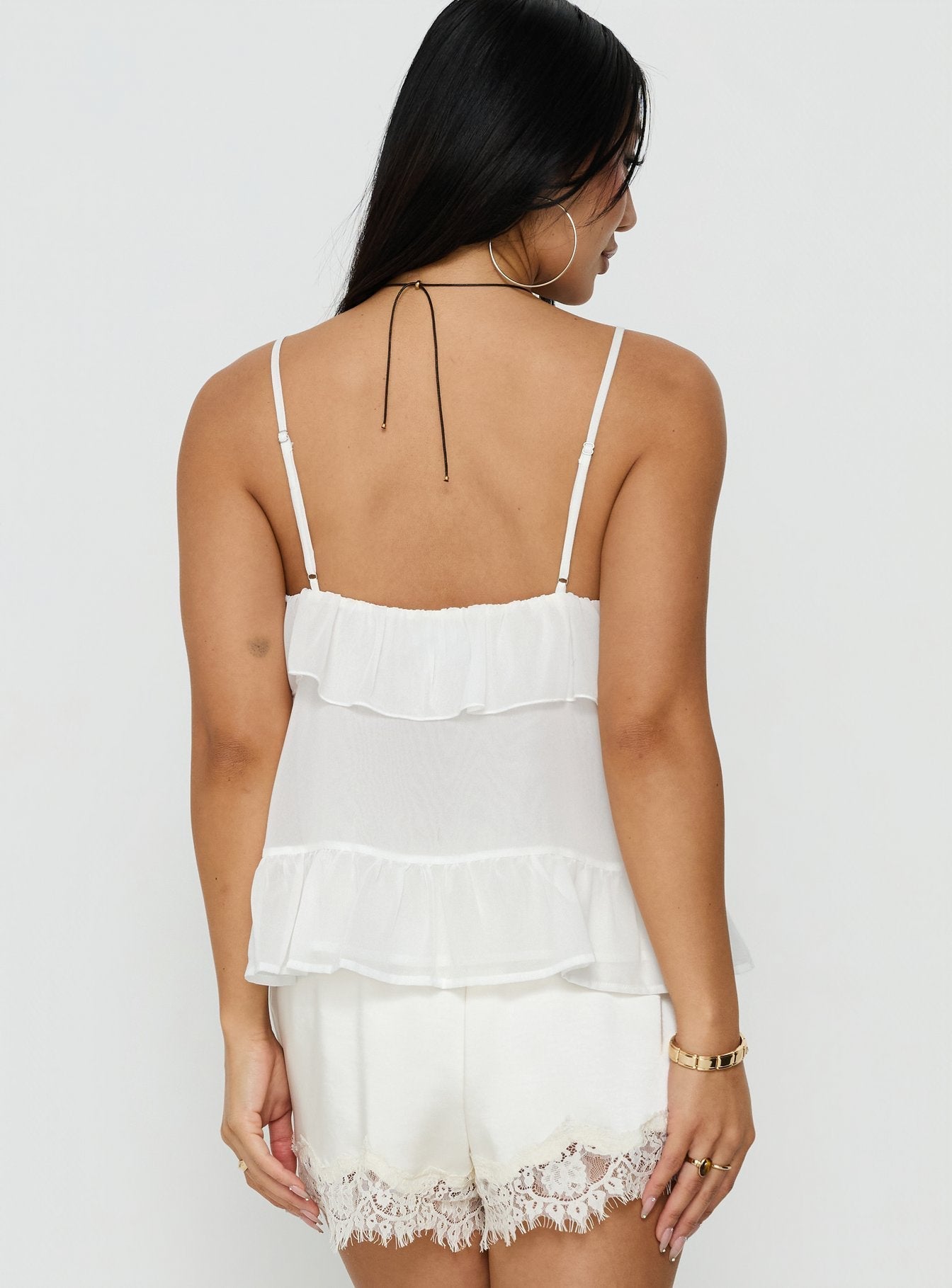 Somnielle Frill Lace Detail Top White