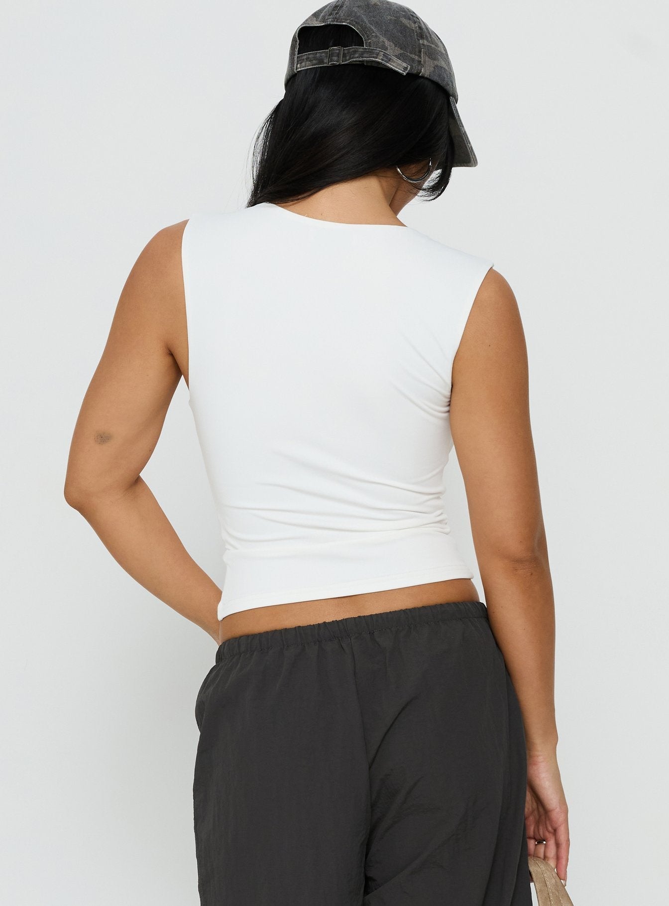 Tannen Cut Out Tank Top White