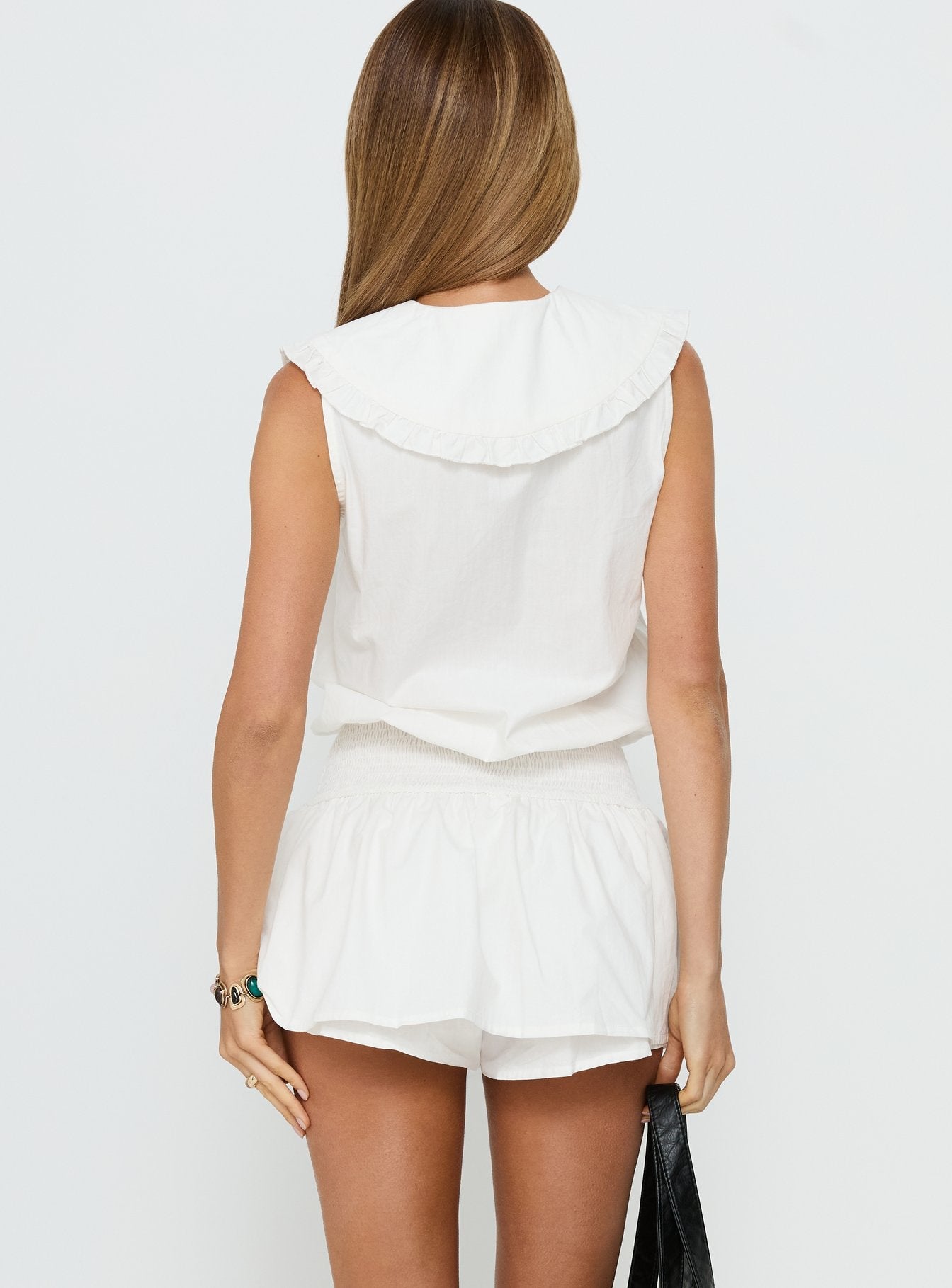 Nilufer Collared Playsuit White