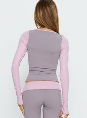 Kobee Jersey Long Sleeve Layering Top Slate / Dusty Pink