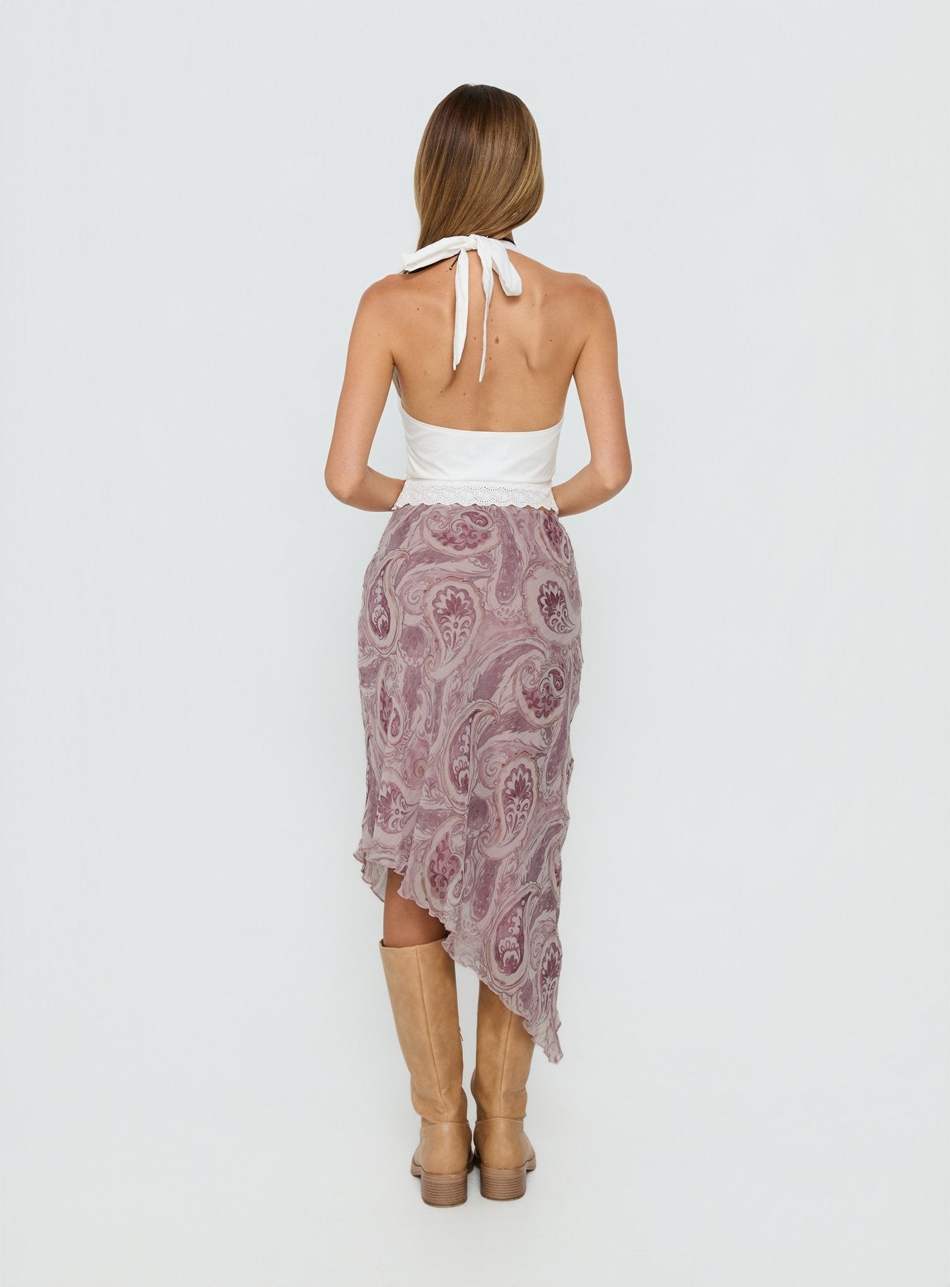 Suella Asymmetrical Midi Skirt Paisley Multi