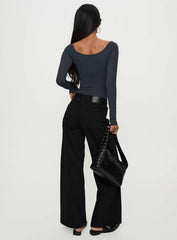 Colemane Mid Rise Wide Leg Jeans Black