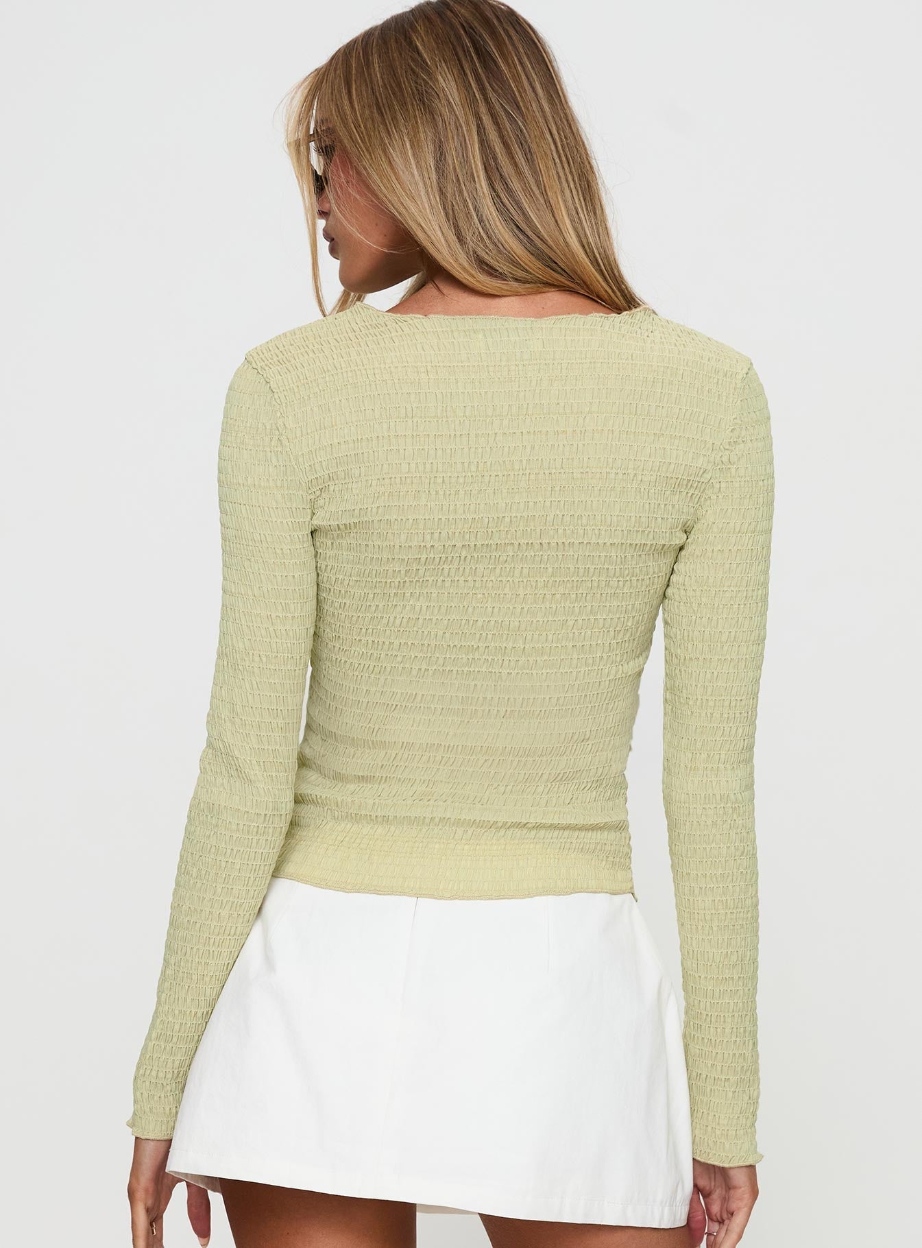 Murphey Ruched Long Sleeve Top Green