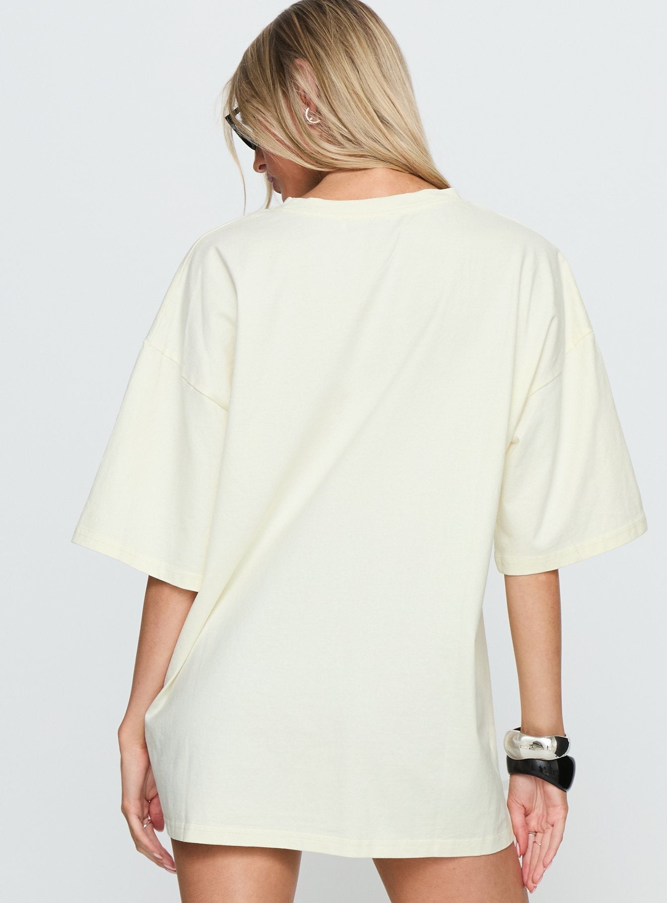 Under The Sun Oversized Graphic Tee Washed Cream