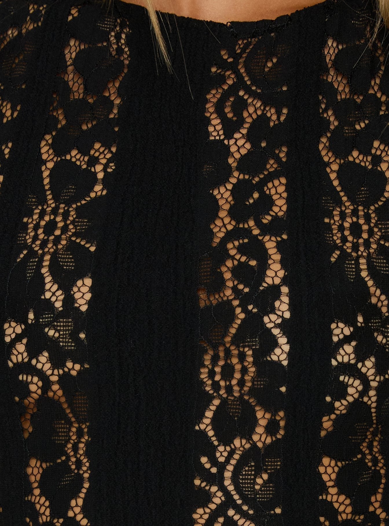 Laurenza Sheer Lace Maxi Dress Black