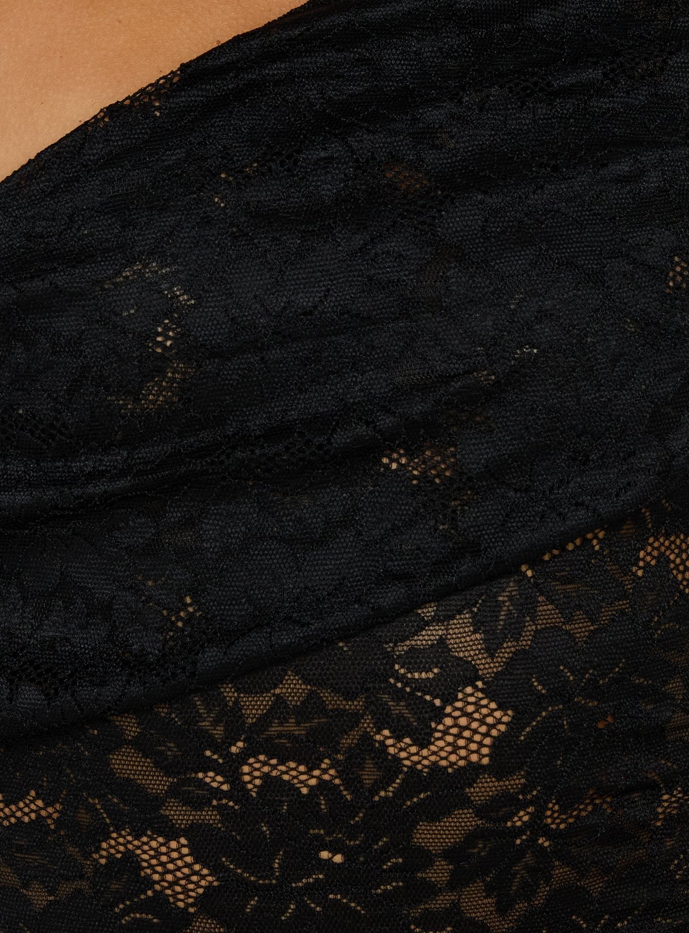 Riinah Draped Lace Off Shoulder Top Black