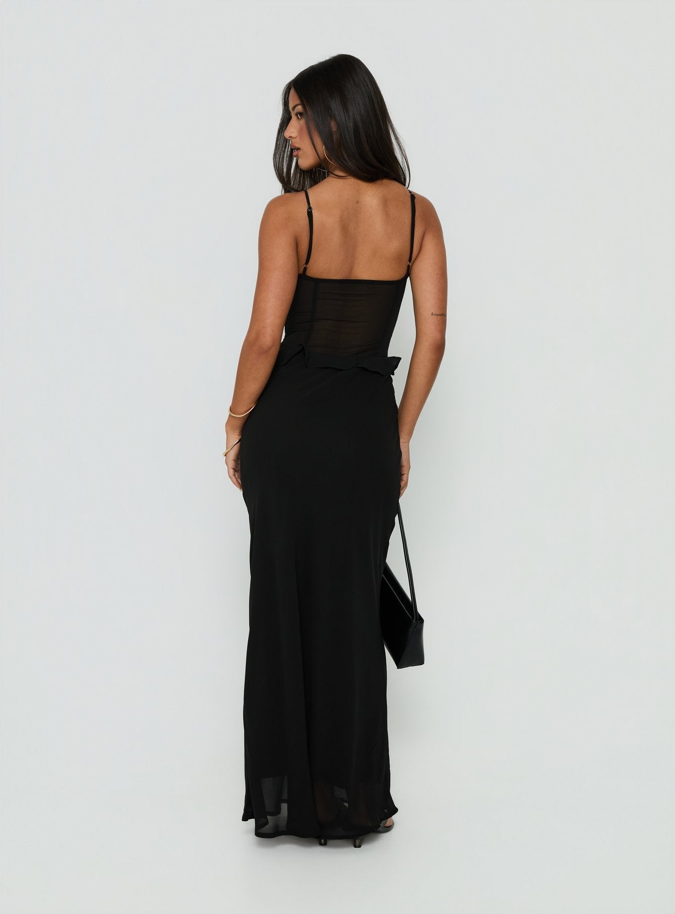 Isamia Frill Cutout Maxi Dress Black