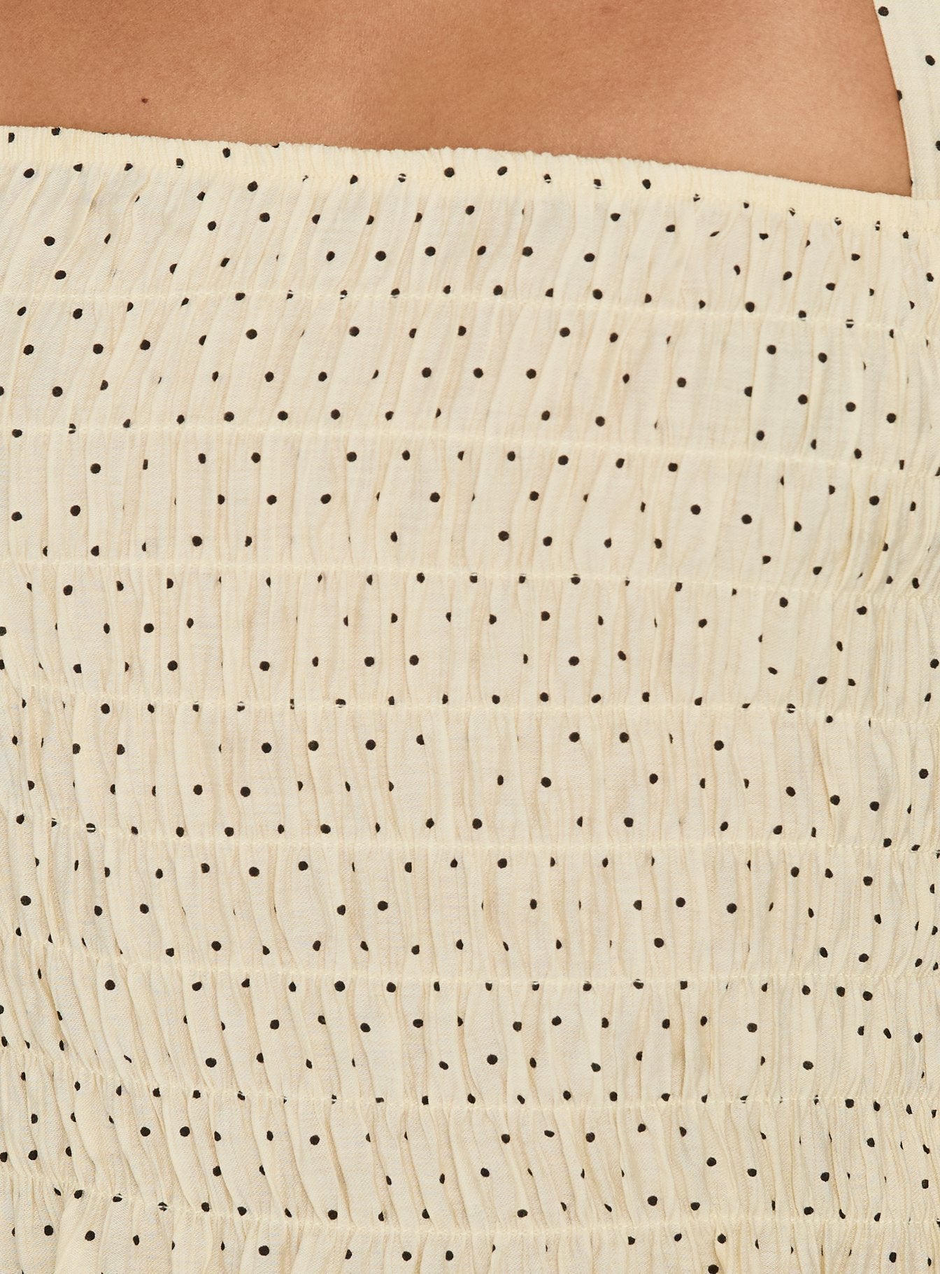 Almost Love Shirred Halter Top Butter Polka Dot
