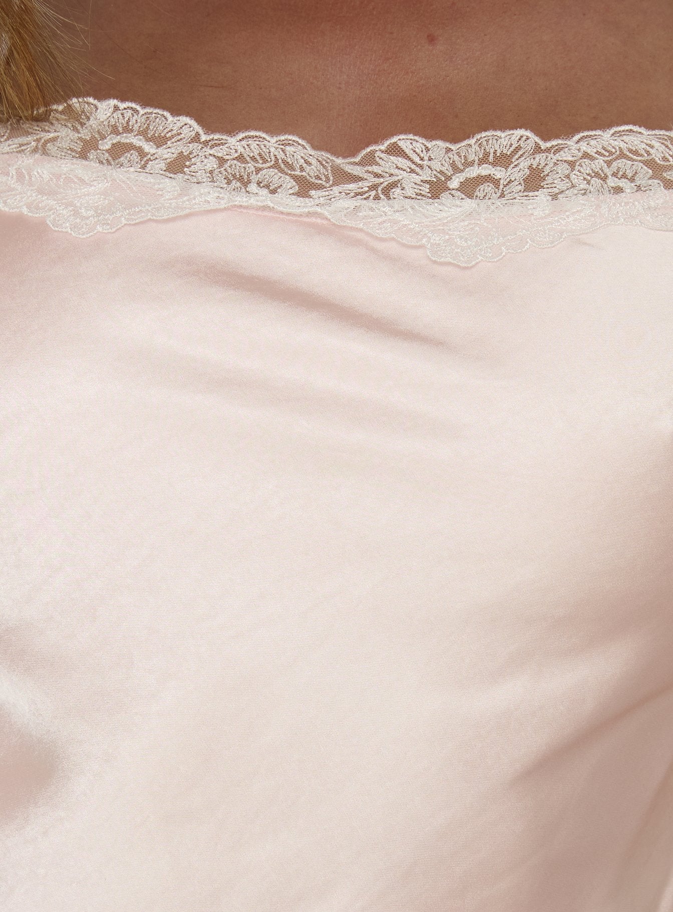 Cosmas Lace Trim Satin Cami Top Pink