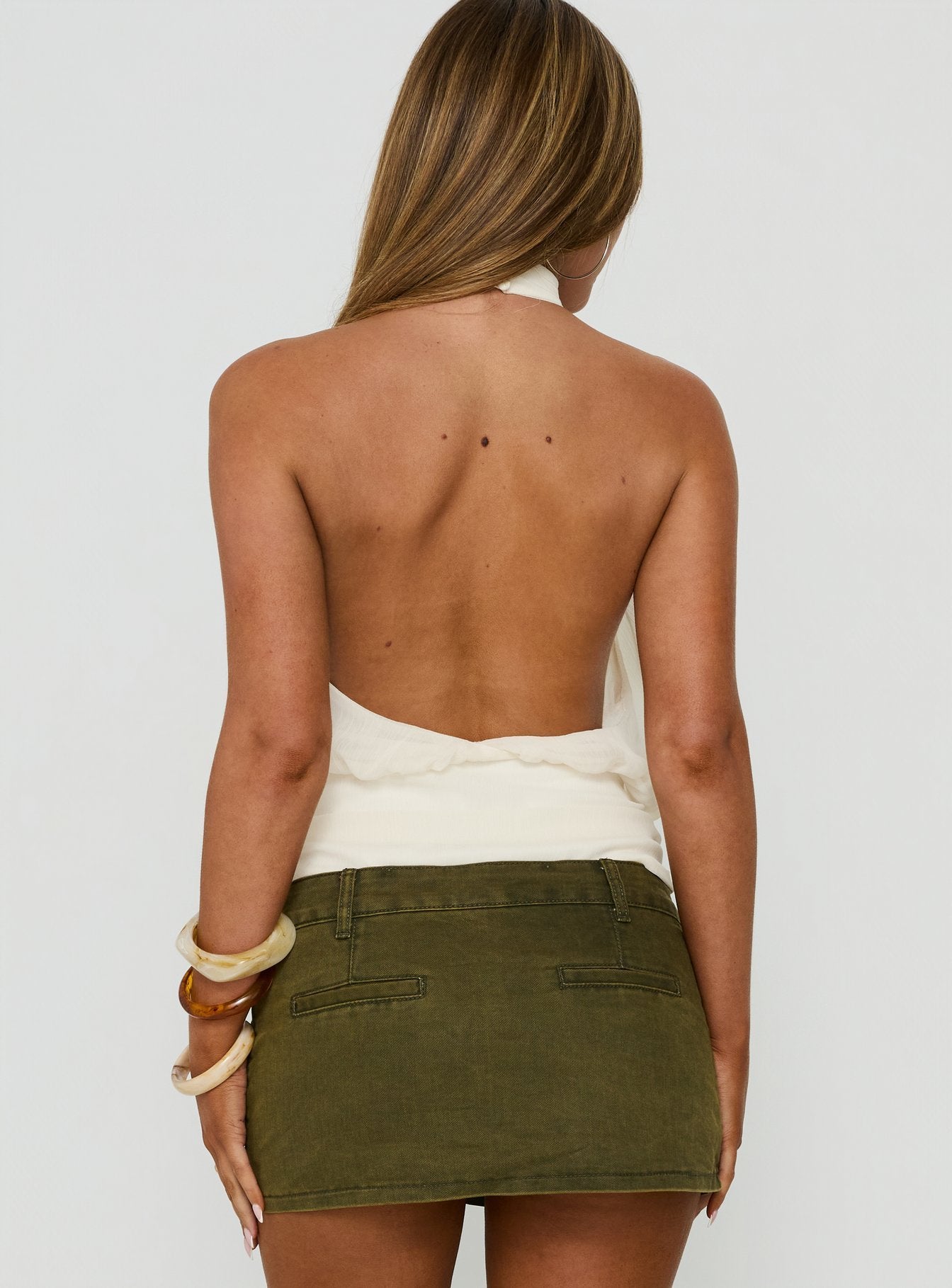Faythe High Neck Tie Top Cream