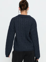Brodey Collared Cable Knit Sweater Navy