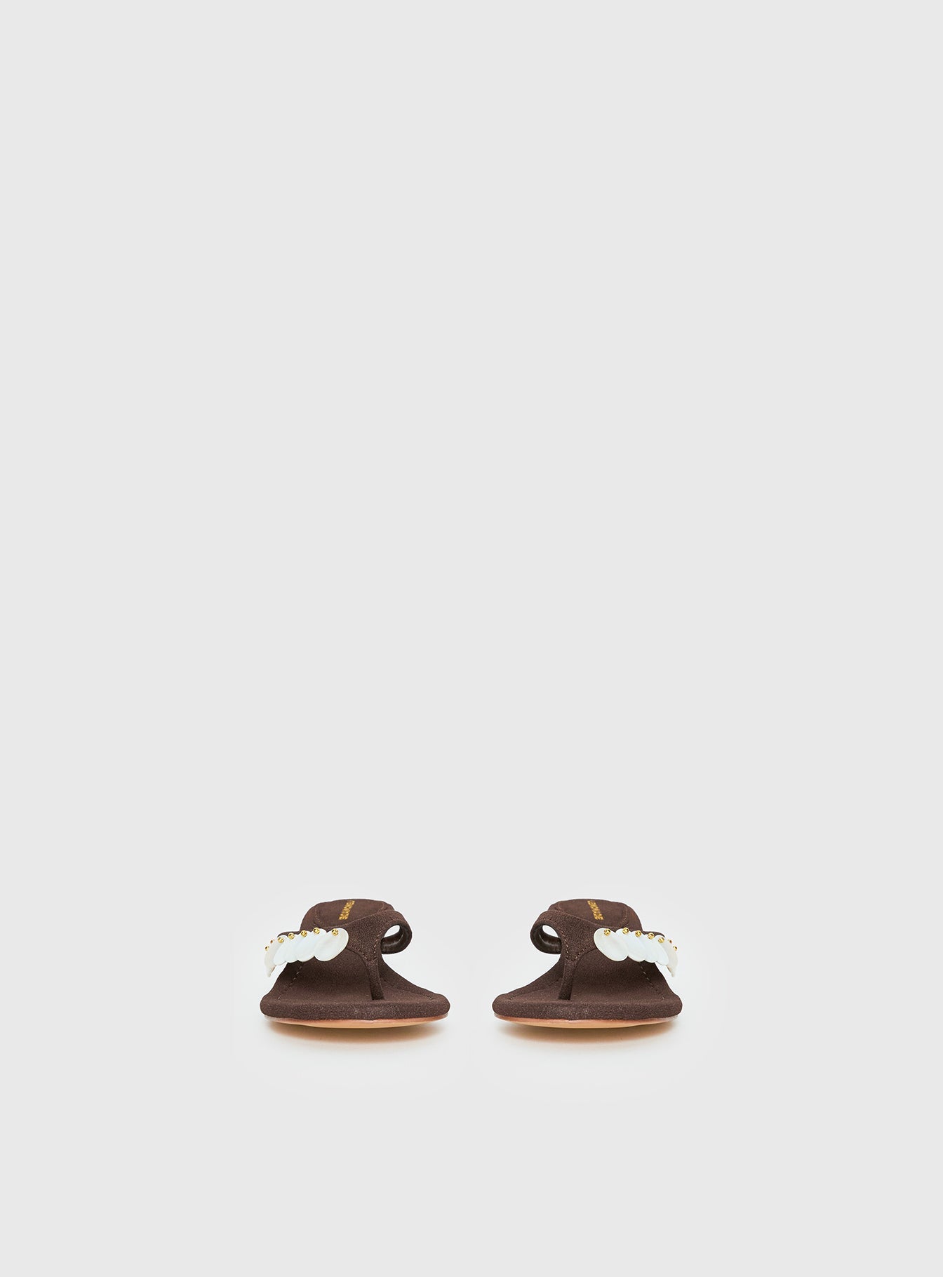 Ginnia Shell Detail Thong Heels Chocolate