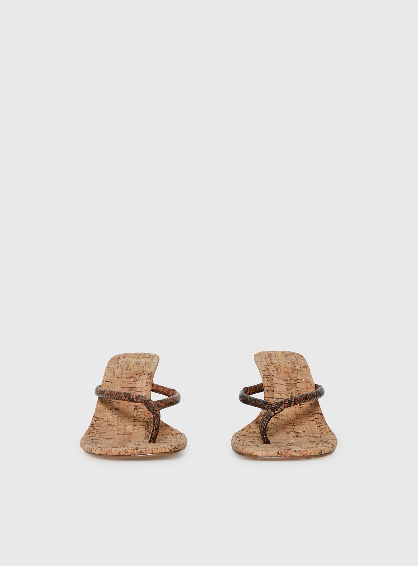Fluke Cork Wedge Thong Heels Chocolate
