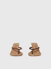Fluke Cork Wedge Thong Heels Chocolate