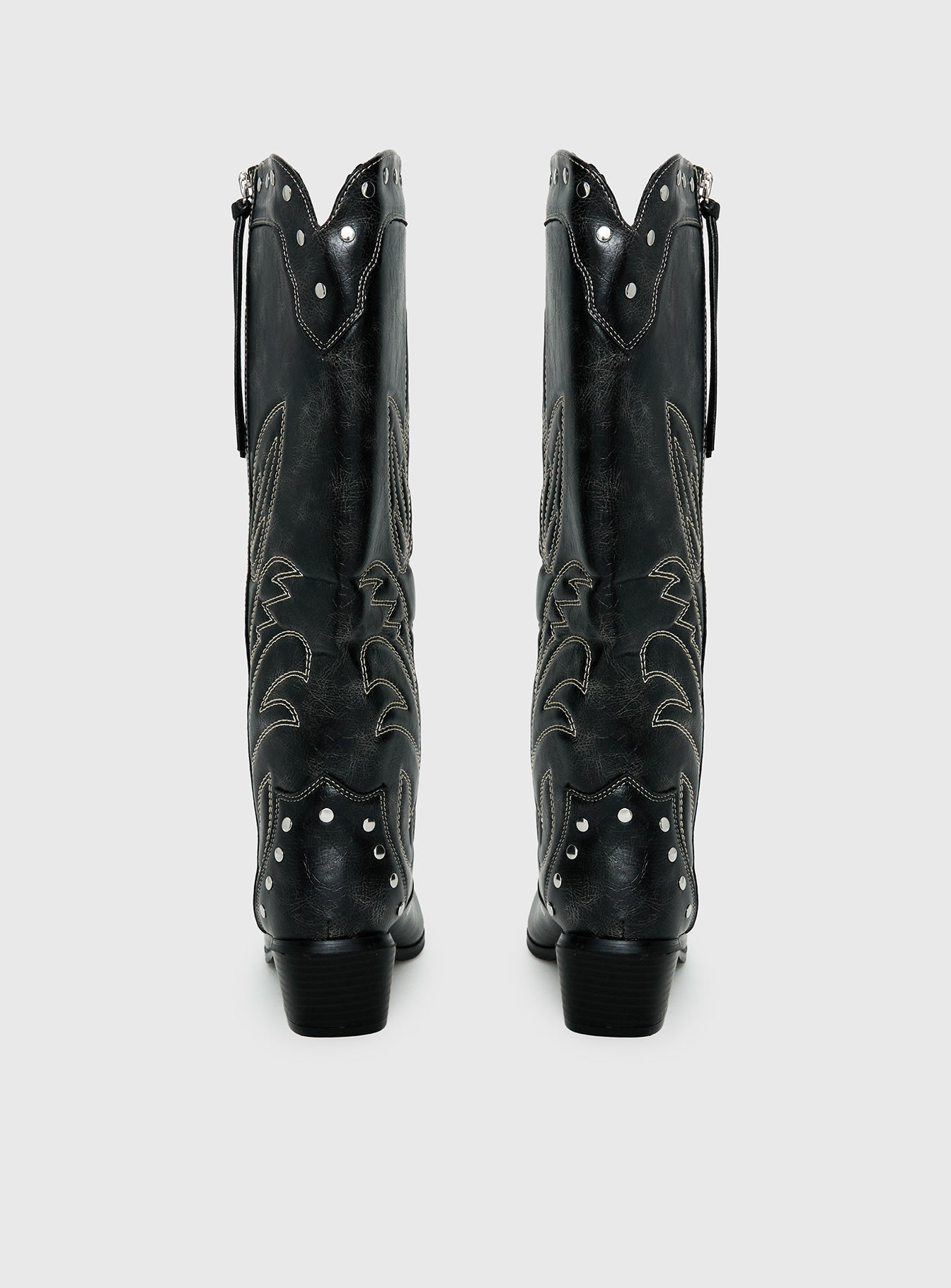 Austin Distressed Cowboy Boots Black