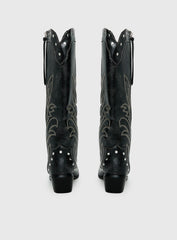 Austin Distressed Cowboy Boots Black