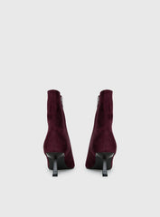 Serene Faux Suede Pointed Toe Ankle Boots Burgundy