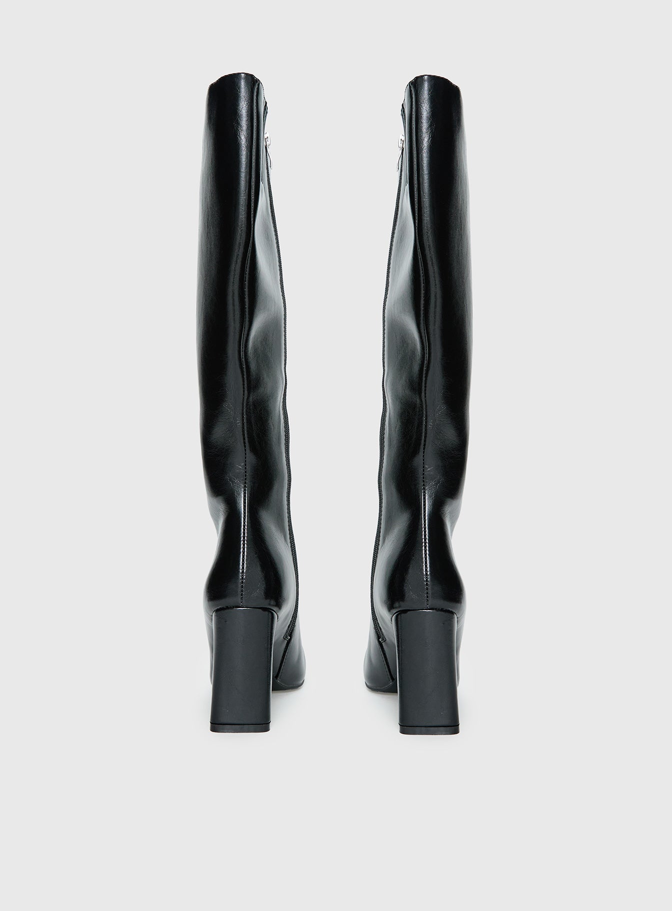 Sawyer Knee High Boots Black Crinkle