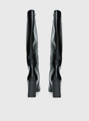 Sawyer Knee High Boots Black Crinkle