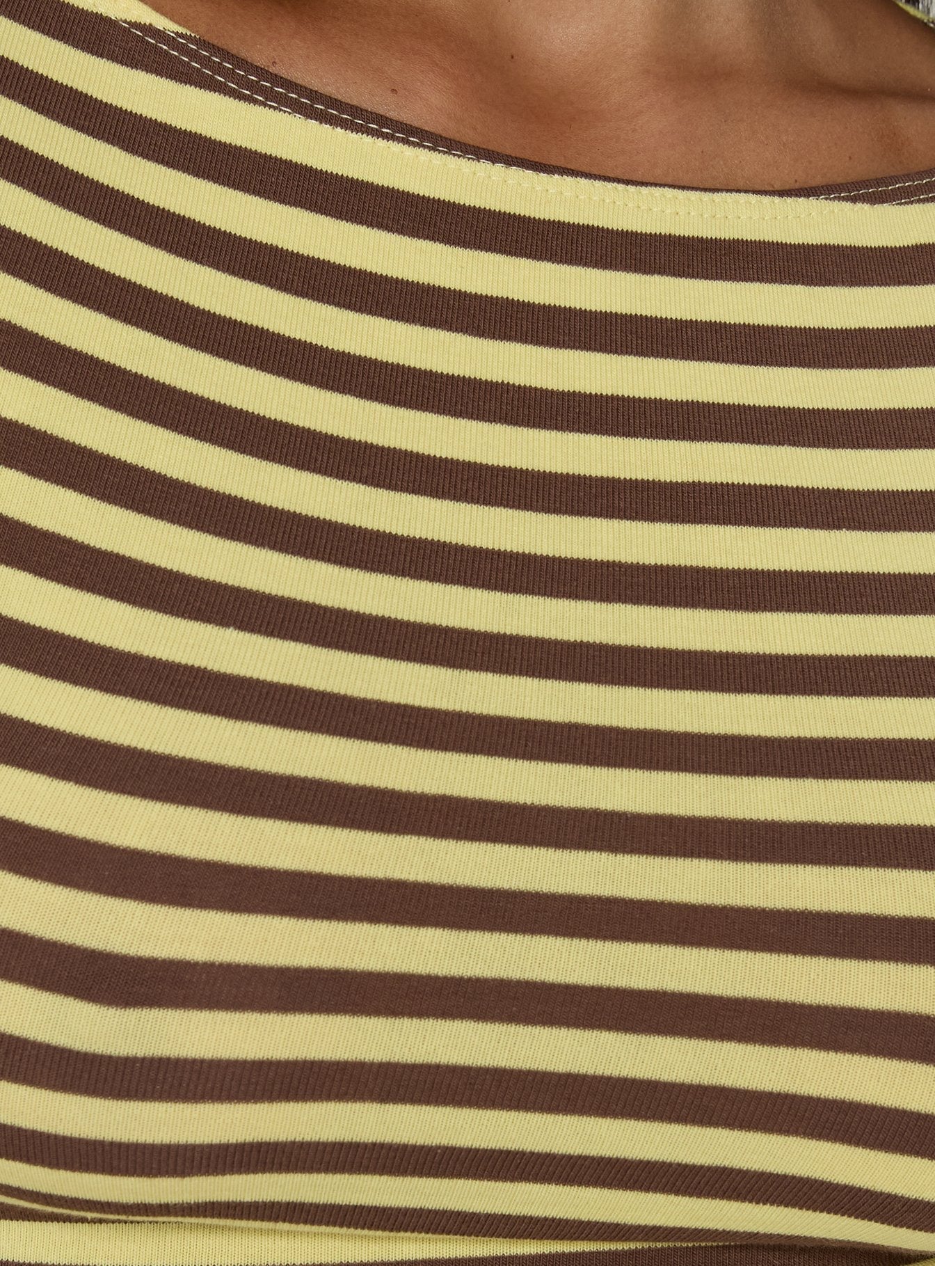 Darling Days 3/4 Sleeve Top Chocolate / Yellow Stripe