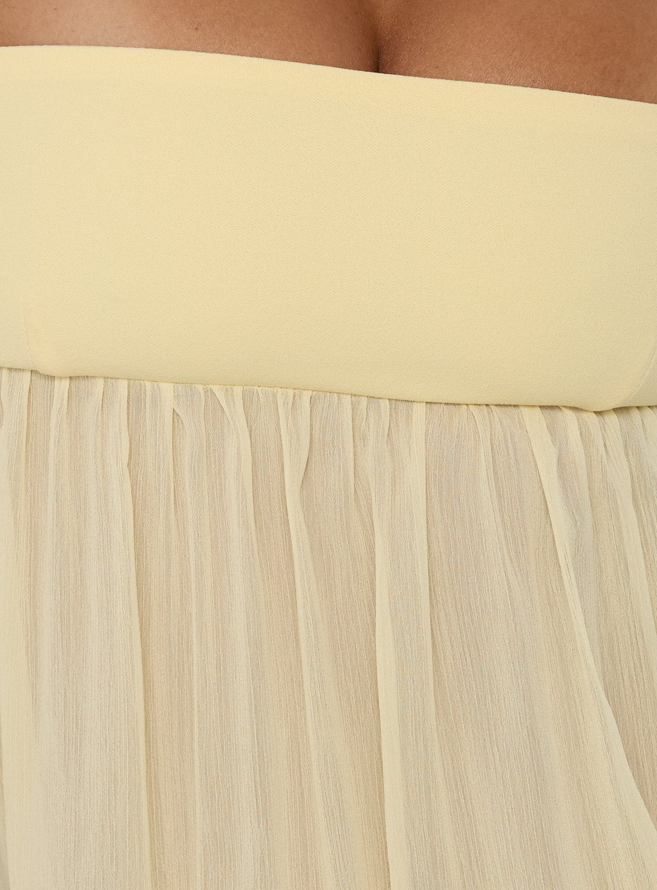 Howland Strapless Sheer Blouson Mini Dress Yellow