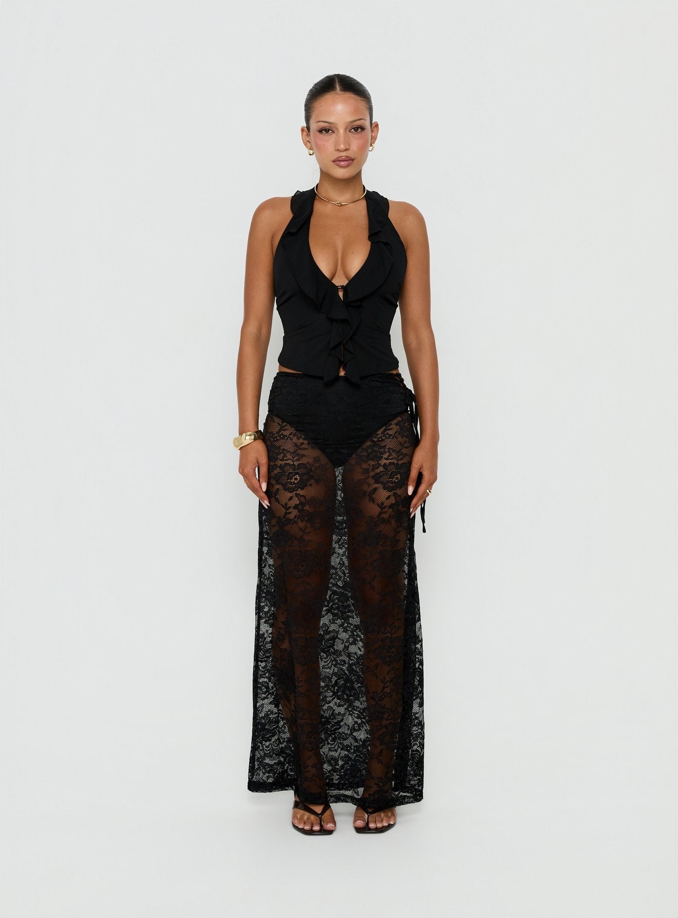 Marenya Lace Maxi Skirt Black