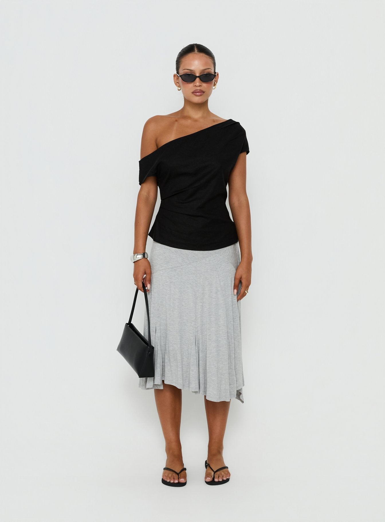 Seasons Change Relaxed Off Shoulder Top Black