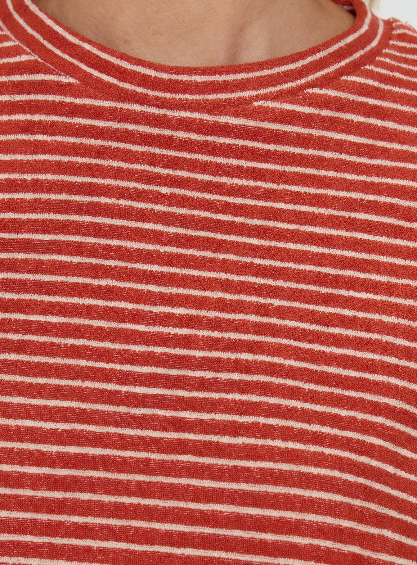 Rubez Terry Towelling Boxy Top Burnt Orange Stripe
