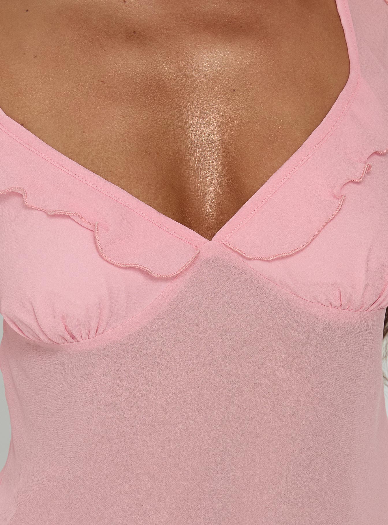 Zayliah Frill Detail Top Pink