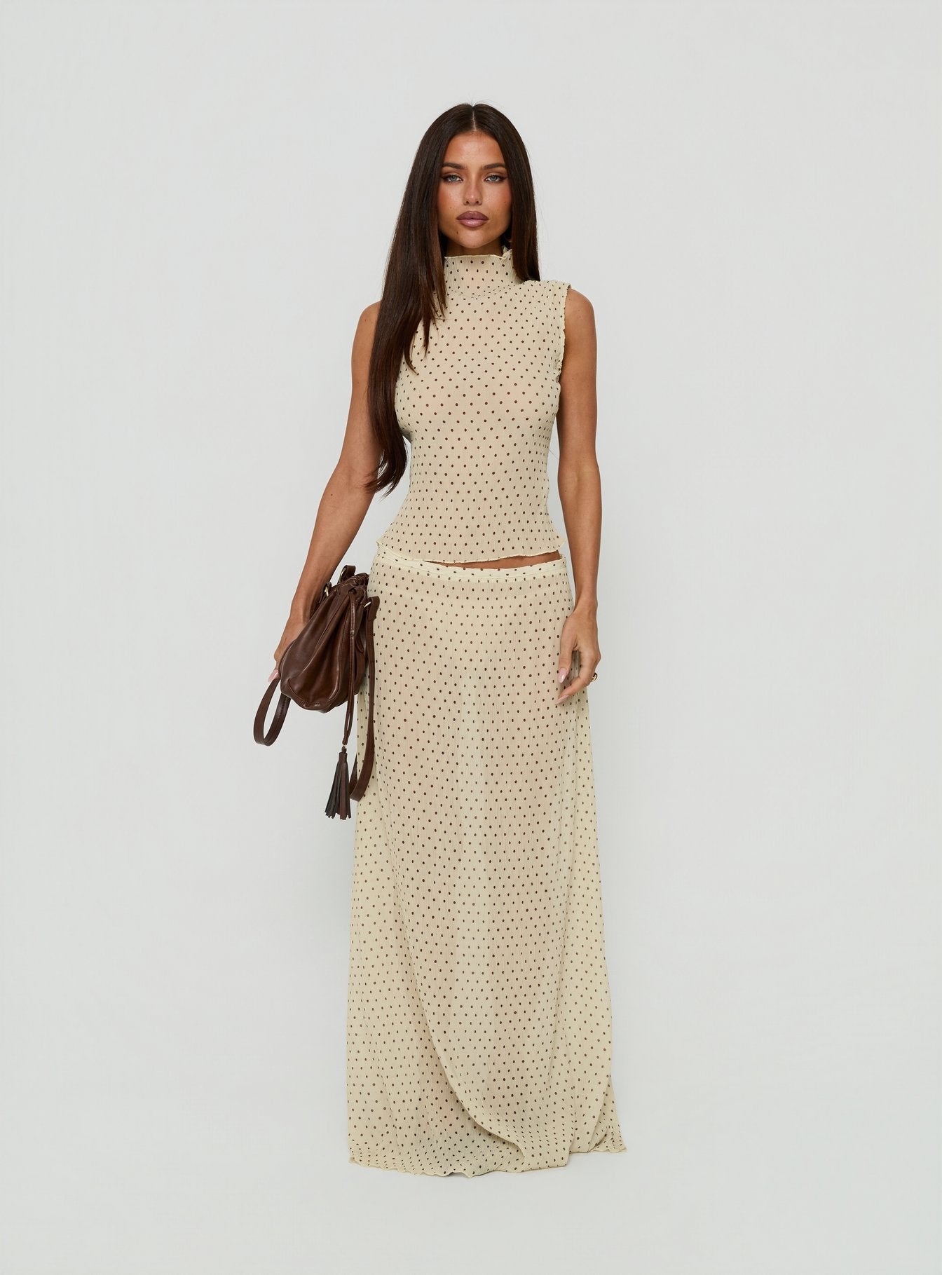 Ford Maxi Skirt Butter / Chocolate Polka Dot
