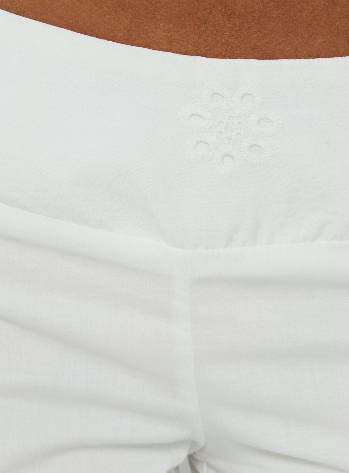 Slow Days Broderie Anglais Mid Rise Pants White