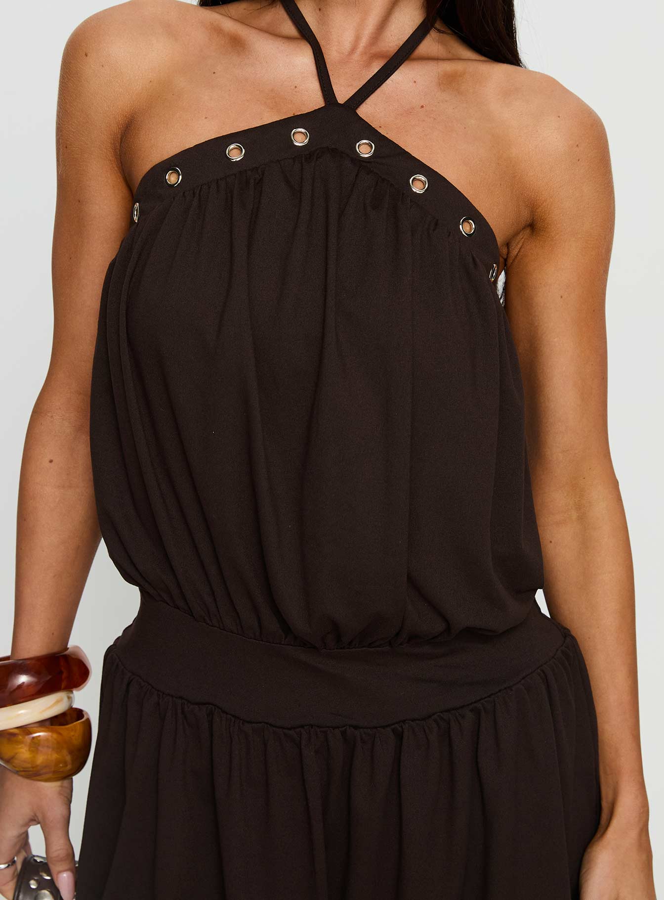 Sunnee Eyelet Detail Romper Brown