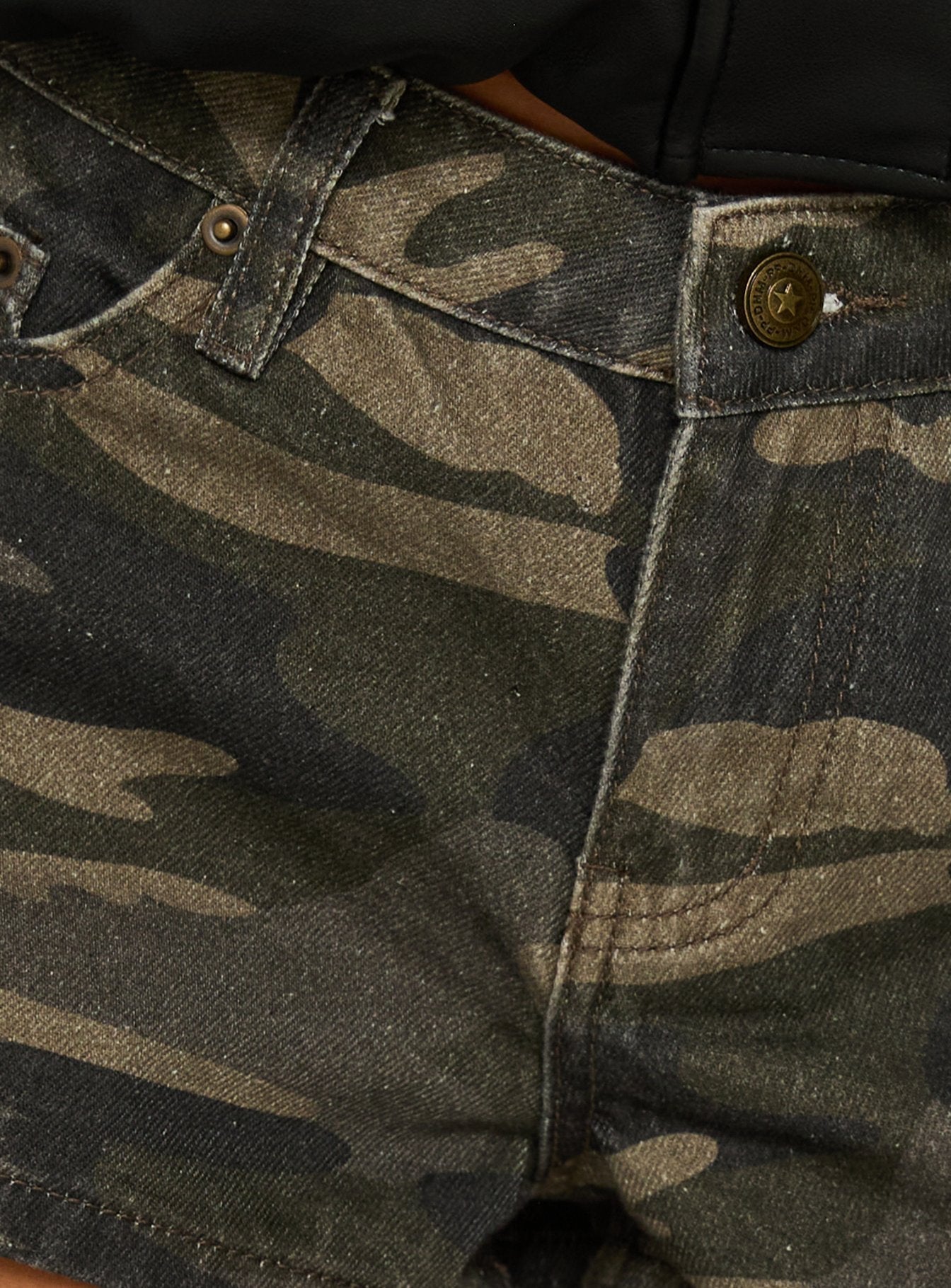 Dreamful Low Rise Mini Denim Short Washed Camo