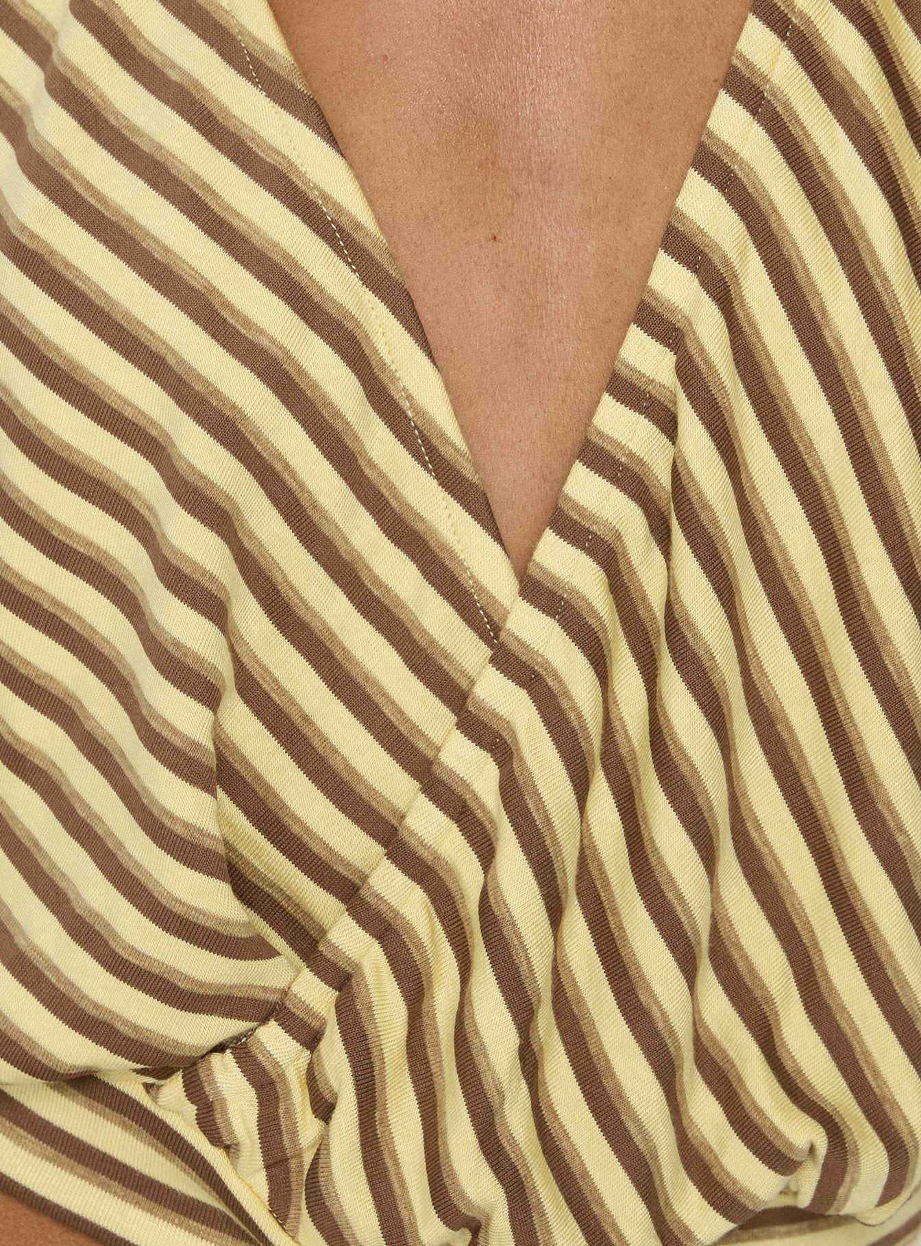 Priella Plunge Halter Top Yellow Stripe